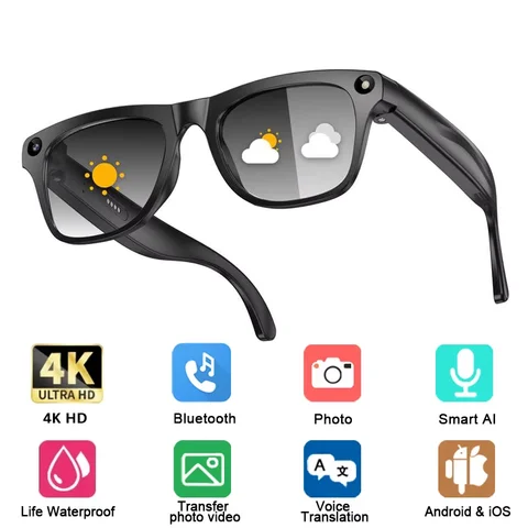 Умные очки с искусственным интеллектом, фотохромные линзы, очки для камеры, Bluetooth-вызовы, музыкальный плеер, голосовой помощник, перевод видео 2026, новинка