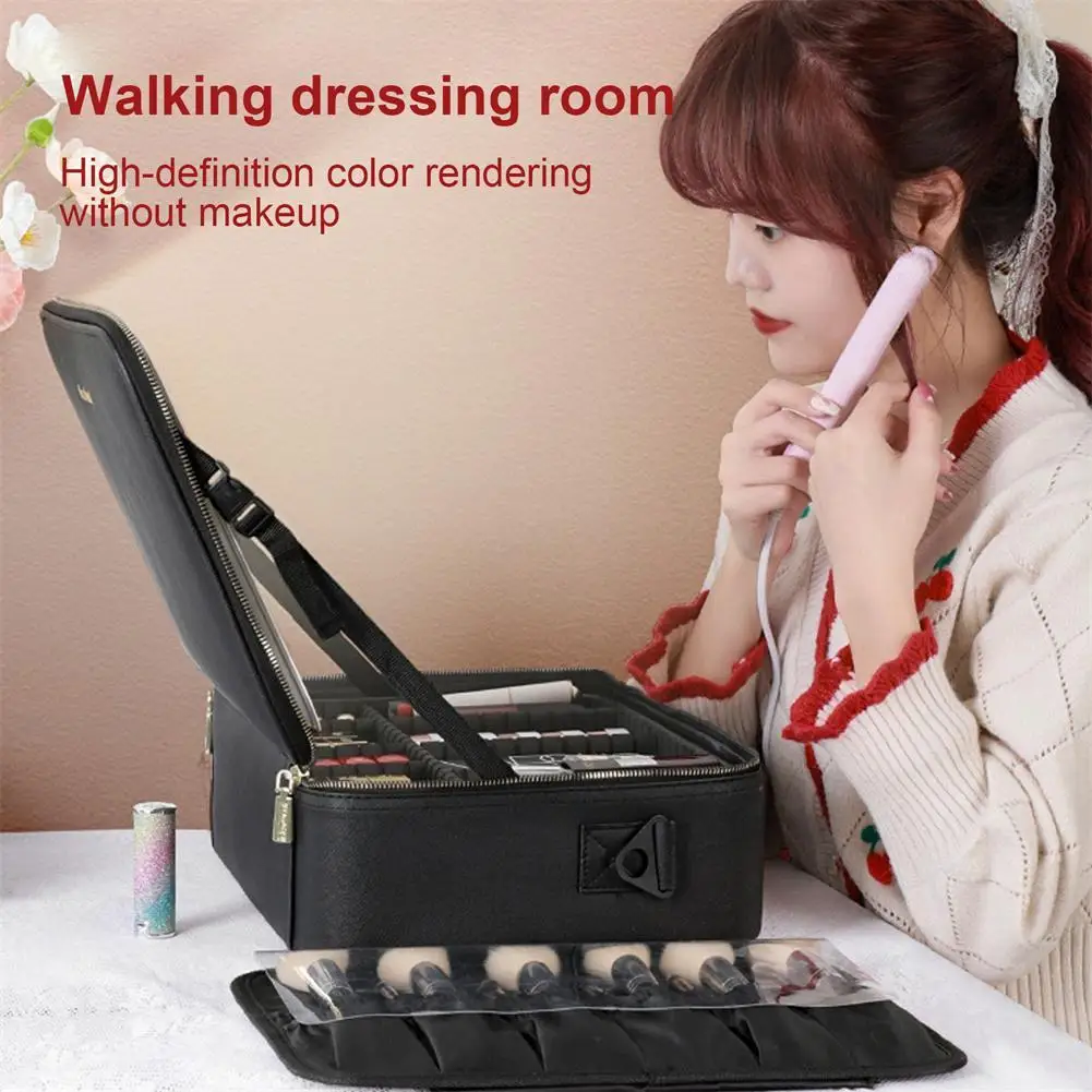 

Large New Lighted Cosmetic Case with Mirror LED Portable Cosmetic Bag Large-capacity Makeup Storage Box