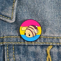 pan bee printed pin custom cute brooches shirt lapel teacher tote bag backpacks badge cartoon gift brooches pins for women