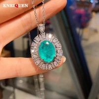 charms 1216mm paraiba tourmaline emerald high carbon diamond pendant necklace for women wedding party fine jewelry ladies gift