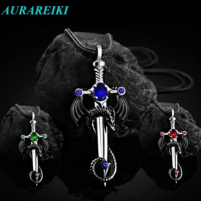 Модное ожерелье с драконом для мужчин, подвеска унисекс из нержавеющей стали, индивидуальная бижутерия с мечом воина, Подарок на годовщину для мужчин