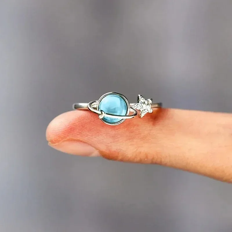 Вращающееся кольцо со звездой и луной для женщин винтажные кольца с опалом