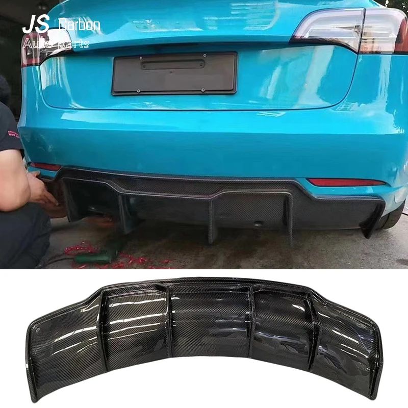 V-образный черный диффузор для заднего бампера Tesla Model 3 2017-2021