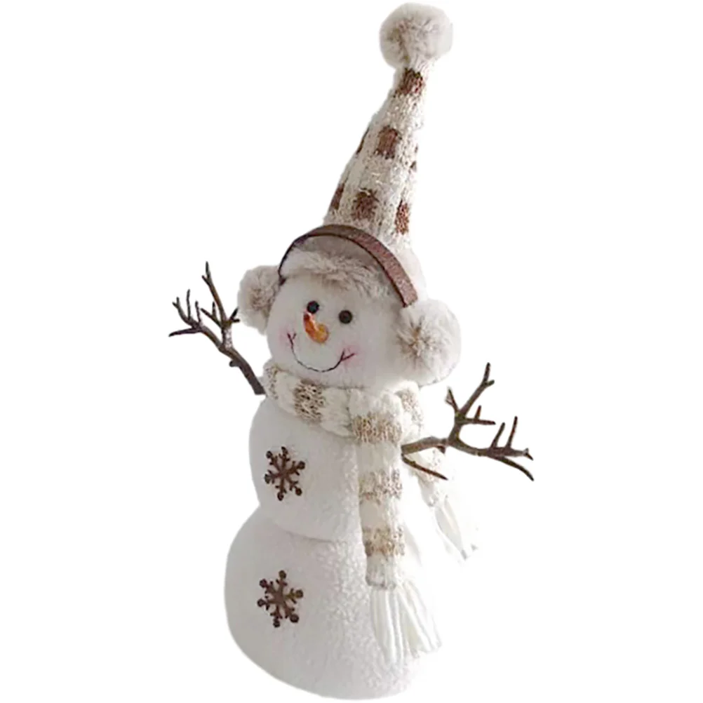 

Plush Christmas Decoration Tabletop Christmas Ornament Hatted Snowman