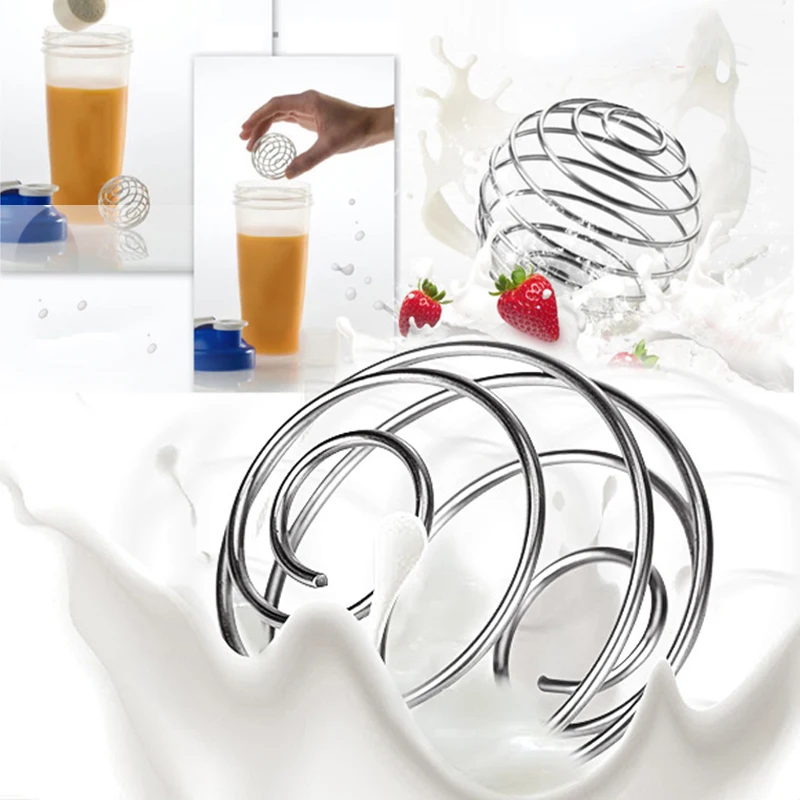 

1pc Milkshake Protein Shaker Ball Wire Mixer Mixing Whisk Stainless Steel Spring Balls Mixing Ball Kitchen Accessories Dropship