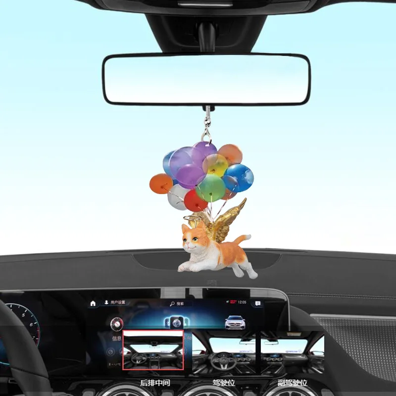 

Cartoon Cute Cat Car Hanging Ornament with Colorful Balloon Car Interior Decor Cat Dog Hanging Ornament Decoration for Auto