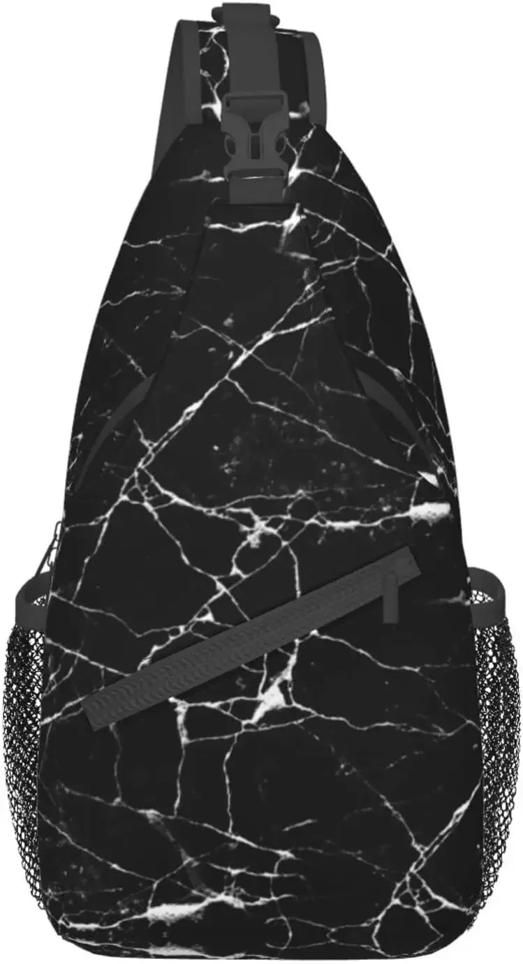 ew marmurowa czarna torba na ramię plecak turystyczny podróżny w klatce piersiowej lekki dla kobiet mężczyzn
