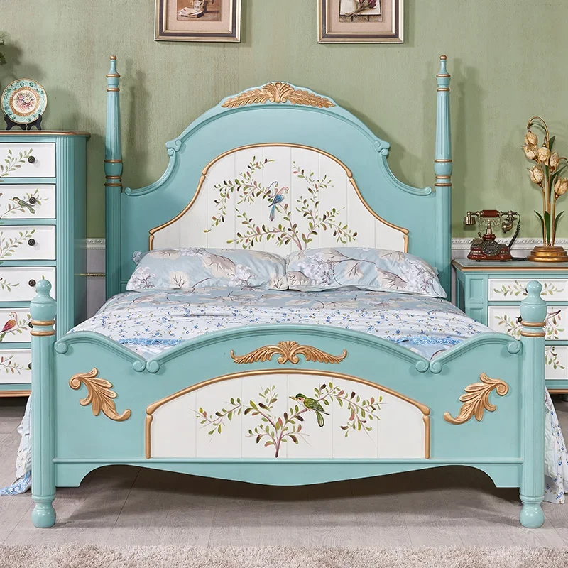 Деревянная большая кровать Современная рама большого размера домашняя