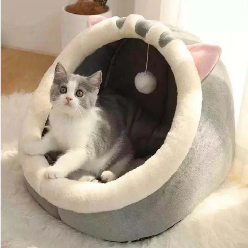 

Sweet Cat Bed Warm Pet Basket Cozy Kitten Lounger Cushion Cat House Tent Very Soft Small Dog Mat Bag For Washable Cave Cats Beds