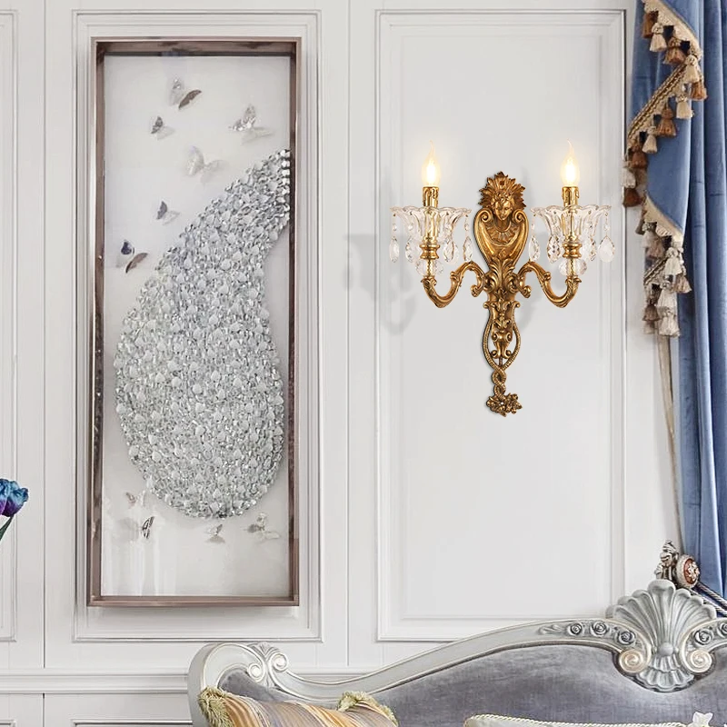 Европейская королевская настенная лампа для гостиной коридора французская