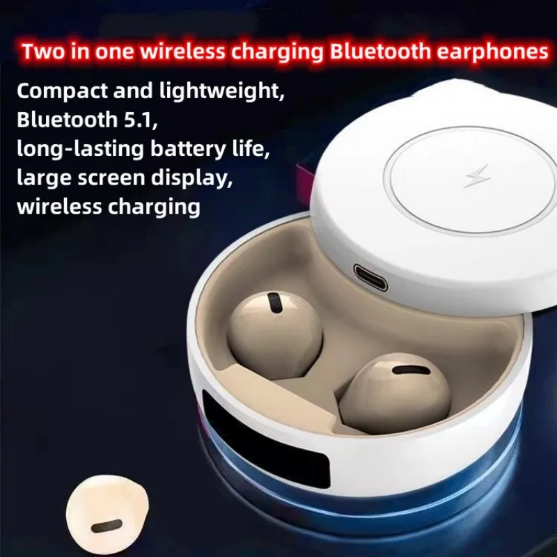 

New High Appearance Invisible Bluetooth Earphones with Dual Ears Mini In Ear Headset Sensing Wireless Charging 2-in-1 Headphones