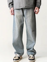four seasons mens jeans american high street pants ins trend design small retro men straight pants streetwear men ins hot sale
