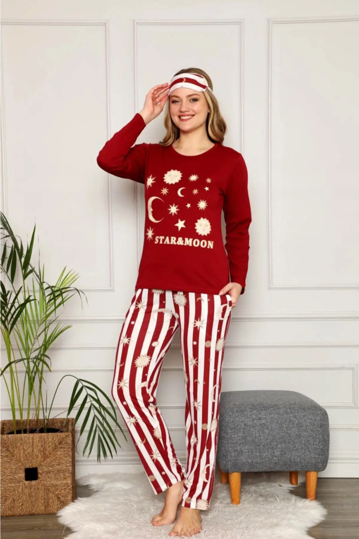

Women's Pajamas Claret Red Cotton Seasonal -2540 Sleep Lounge Pajamas Nightwear Night Suit Casual Home Clothing