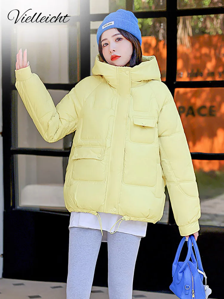 Vielleicht 2022 New Women Winter Puffer Parka Hooded Female Warm Thicken Coat Clothes Korean Style Loose Oversize Ladies Jacket