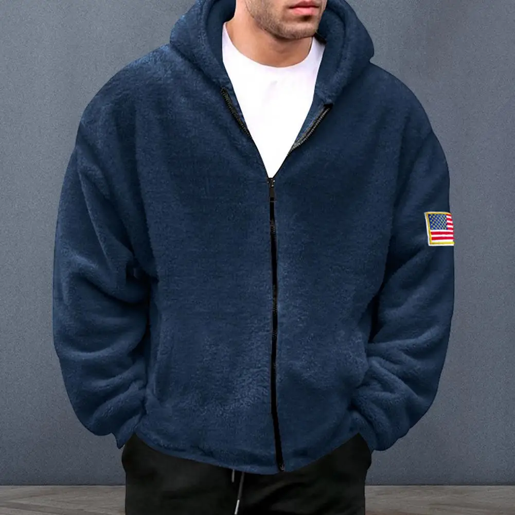 Зимнее пальто на молнии куртка с капюшоном стильная мужская зимняя плюшевый