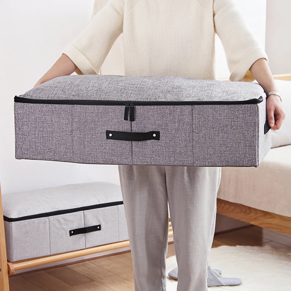 

Bed Storage Bins Clothes Stackable Container Fabric Handle Organizers Box Comforter Basket The Foldable Containers Storage box