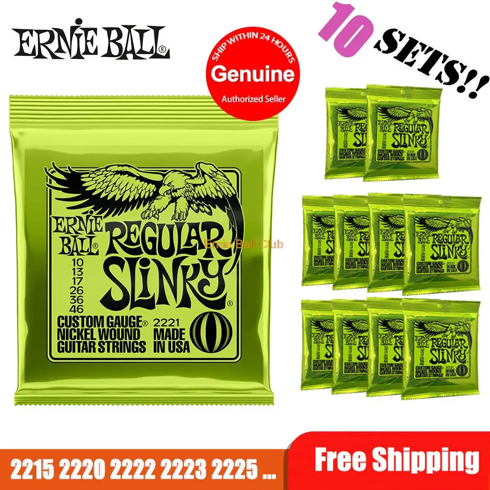

5/10 Set Ernie Ball Electric Guitar Strings Guitar Rope 2221 10-46 Slinky Nickel 2215 2220 2225 Guitar Accessories Free Shipping