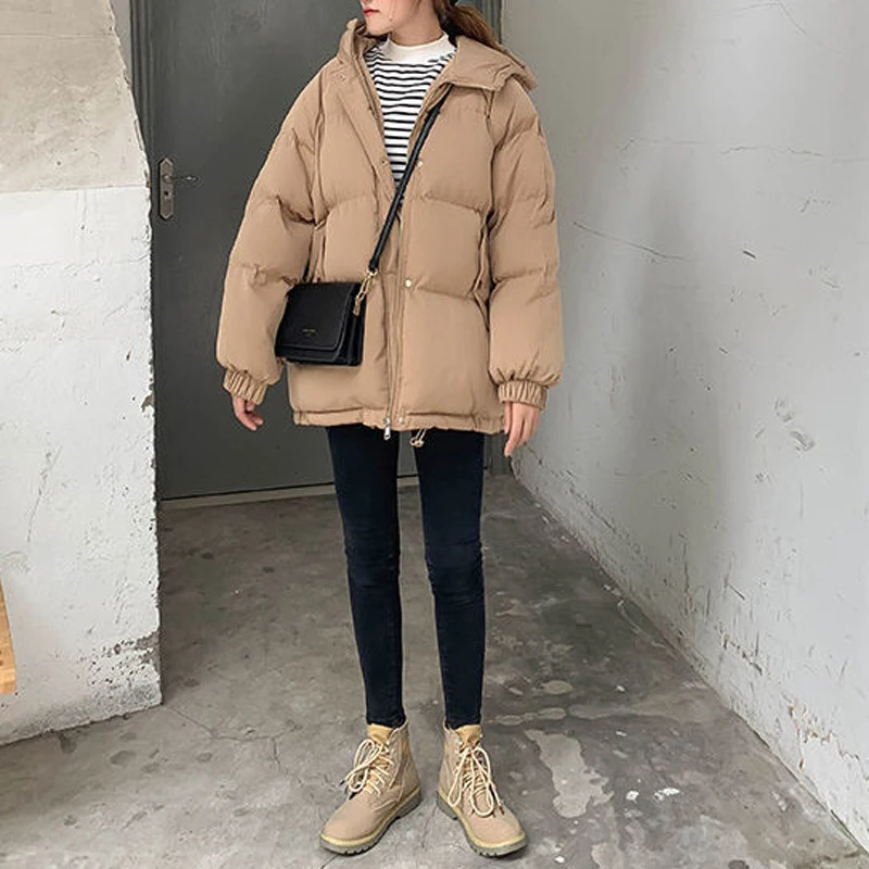 New Women's Parkas Winter Jacket Coat Casual Thicken Warm Parka Loose Hooded Overcoat Cotton Padded Short Jackets Outwear