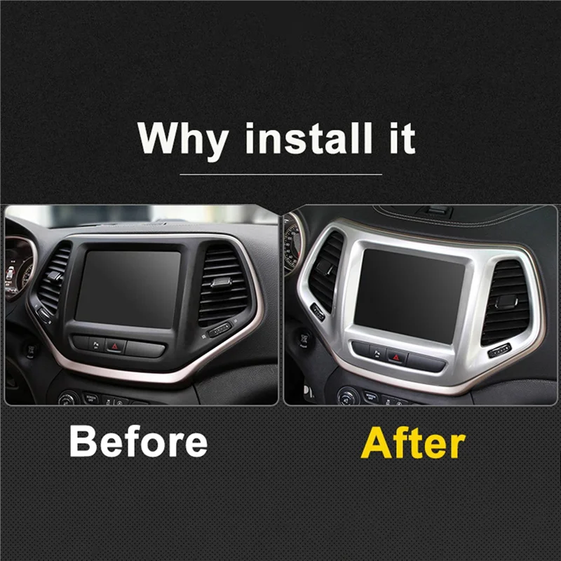 

Car Dashboard Console GPS Navigation Frame Cover Panel Trim for Jeep Cherokee 2014-2016