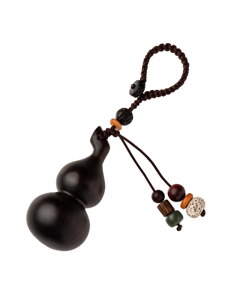 

Hand-Woven Blackwood Calabash Keychain Car Key Ring Pendant Creation