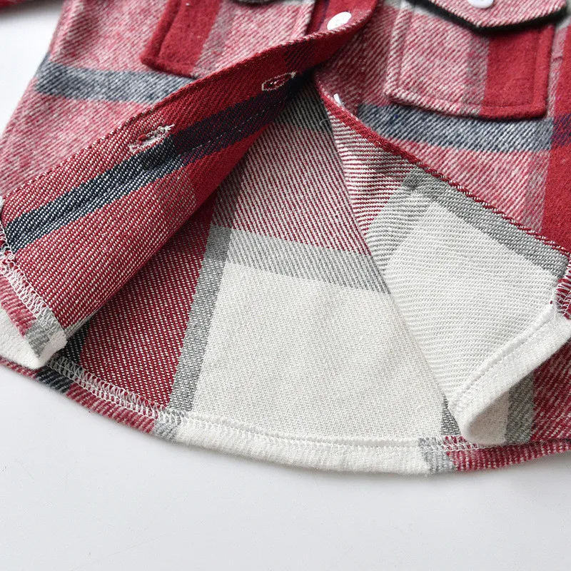 Button-Up Plaid Flannel Long Sleeve Kids Toddler Boy Girl Shirt Shacket with Front Pocket Top Clothes Fall/Winter Plaid Shacket