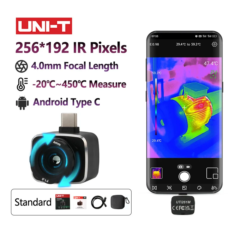 

UNI-T Thermal Imager UTi261M PCB Circuit Board Floor Heating Detection Temperature Gauge Adjustable Macro Range Infrared Camera