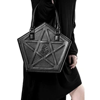pentagram personality trend gothic handbag punk shoulder bag black soft leather chain shoulder strap crossbody luxury designer