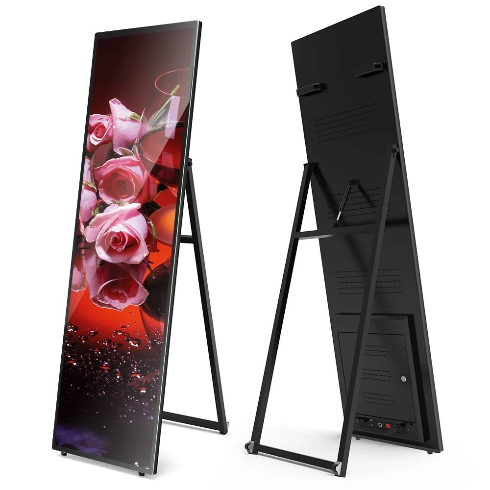

75 Inch Digital Signage Lcd Advertising Signage Display Full Screen Portable Digital Poster with wheels