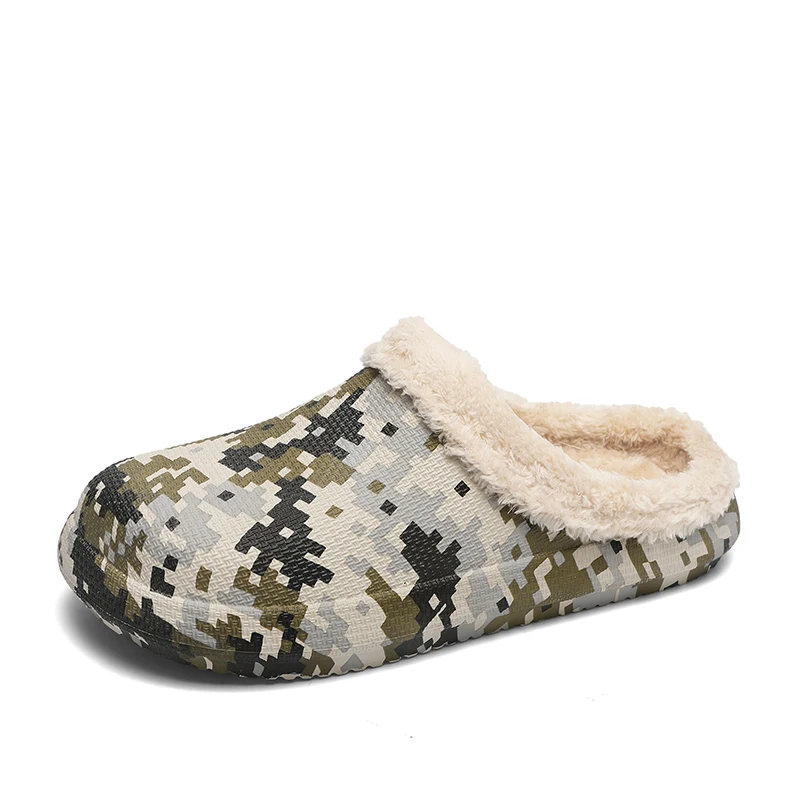 Мужские домашние хлопковые тапочки зимние теплые меховые водонепроницаемая