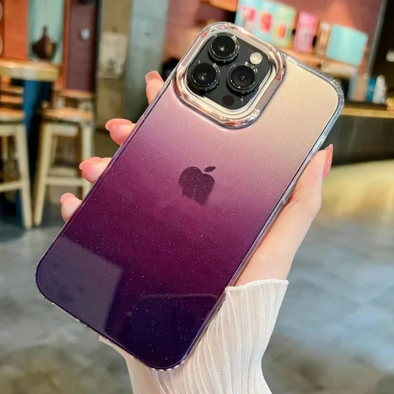 

Star Gradient Color Glitter Powder Case For iPhone 14 Plus 13 12 Pro Max 11 Pro Max Transparent Bling Luxury Acrylic Phone Case