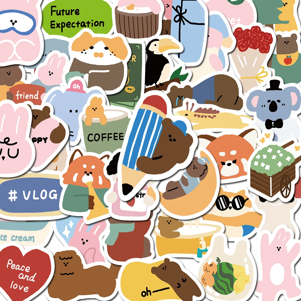 

10/40PCS Korea Cartoon Cute Stickers Vintage For DIY Car Notebook Guitar Motorcycle Laptop Luggage Suitcase Graffiti Decals