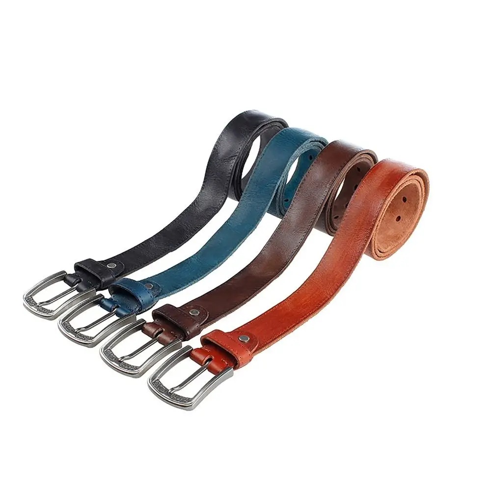 

Leather Men's Belt Alloy Pin Buckle Black Blue Jeans Belts Strap 110 115 120 125 130CM Natural Skin Cowhide Belt Male Female