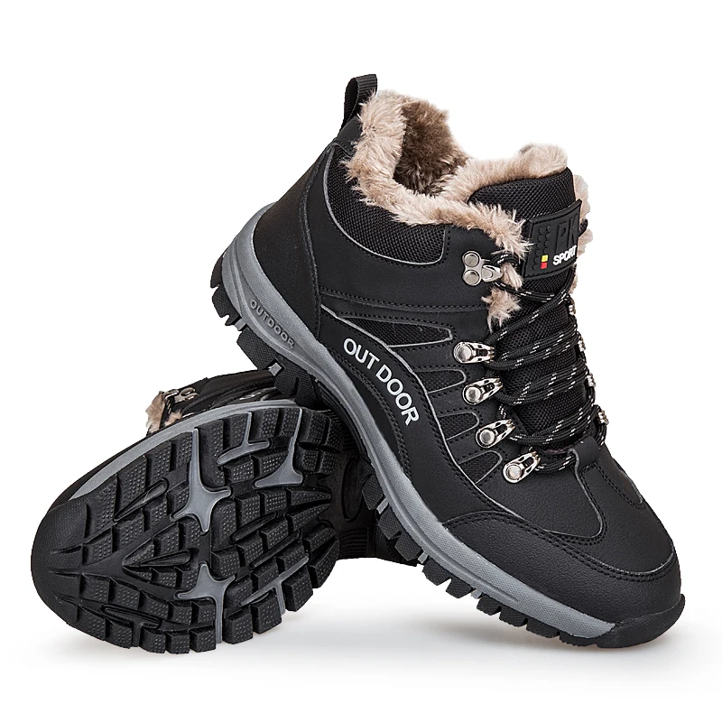 Brand Men's Snow Boots Water-Resistant Hiking Boots for Men Non-slip Winter Outdoor Warm Comfort Camping Backpacking Shoes