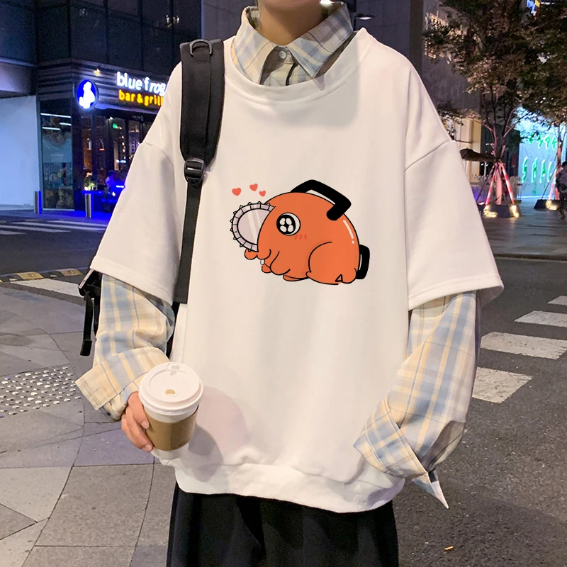 

Japan Anime Tops Women Sweatshirt Oversized Loose Streetwear Manga Chainsaw Man Pochita Makima Harajuku Pattern Pullover Clothes