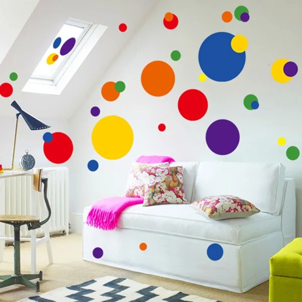 

Wall Stickers Factory Wholesale Geometric Color Dots Anywhere Glass Paster Living Room Background Stickers