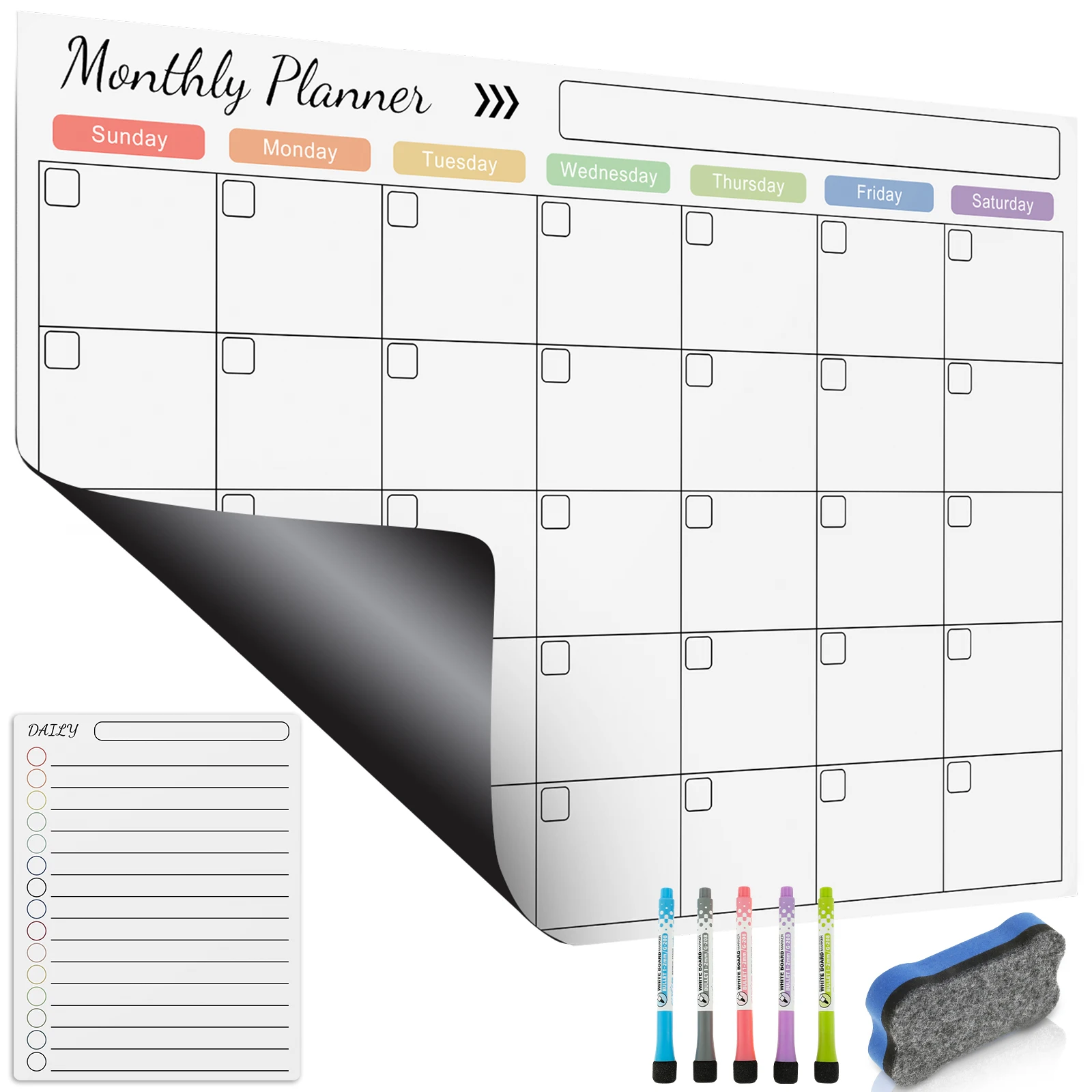 

Новый Магнитный сухой стираемый календарь для холодильника, многоразовый ежемесячный планировщик, фотодоска, белая противоскользящая магнитная доска