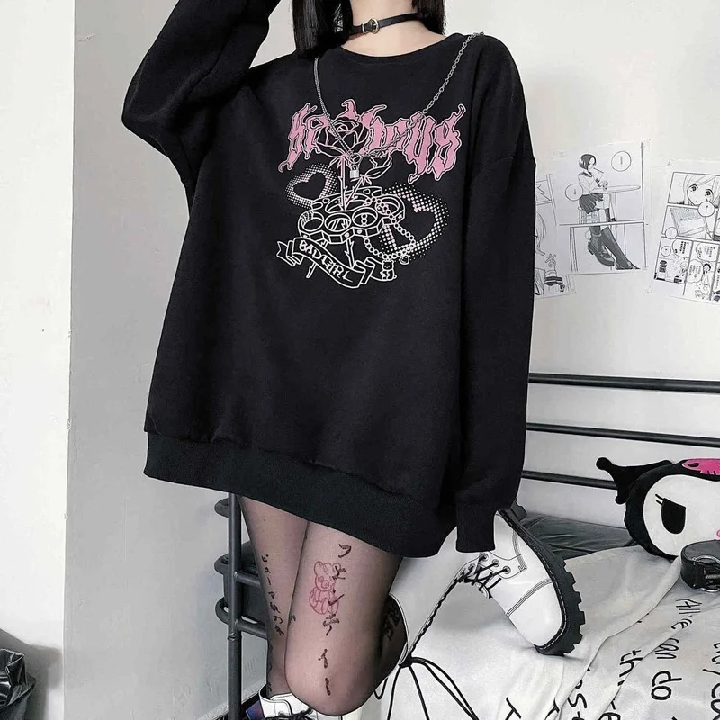 Женские толстовки с капюшоном Egirl в готическом стиле зимний плотный теплый