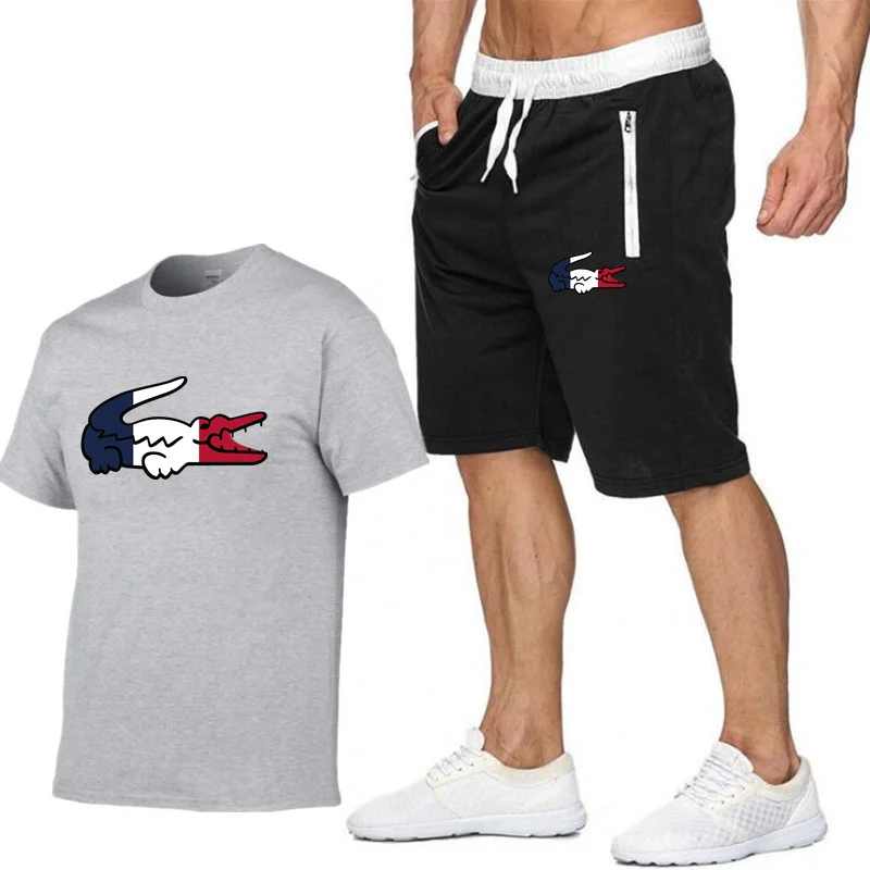 Костюм спортивный мужской оверсайз футболка с принтом и шорты спортивная одежда