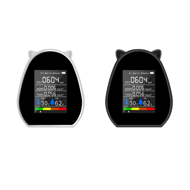 

Портативный многофункциональный детектор воздуха CO2 5 в 1, цифровой детектор температуры и влажности, TVOC HCHO CO2