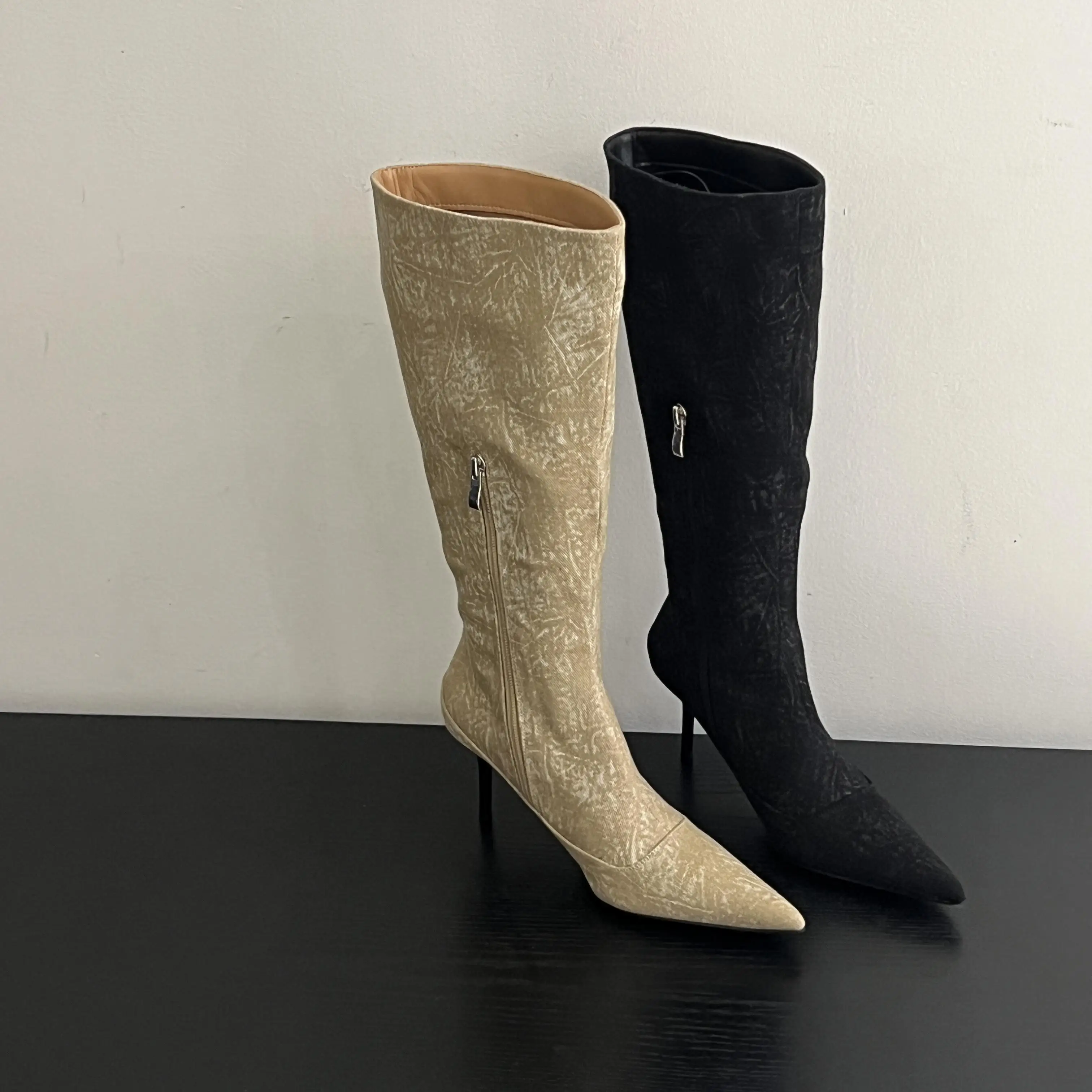 Женские резиновые сапоги на молнии пикантные сексуальные женские туфли высоком