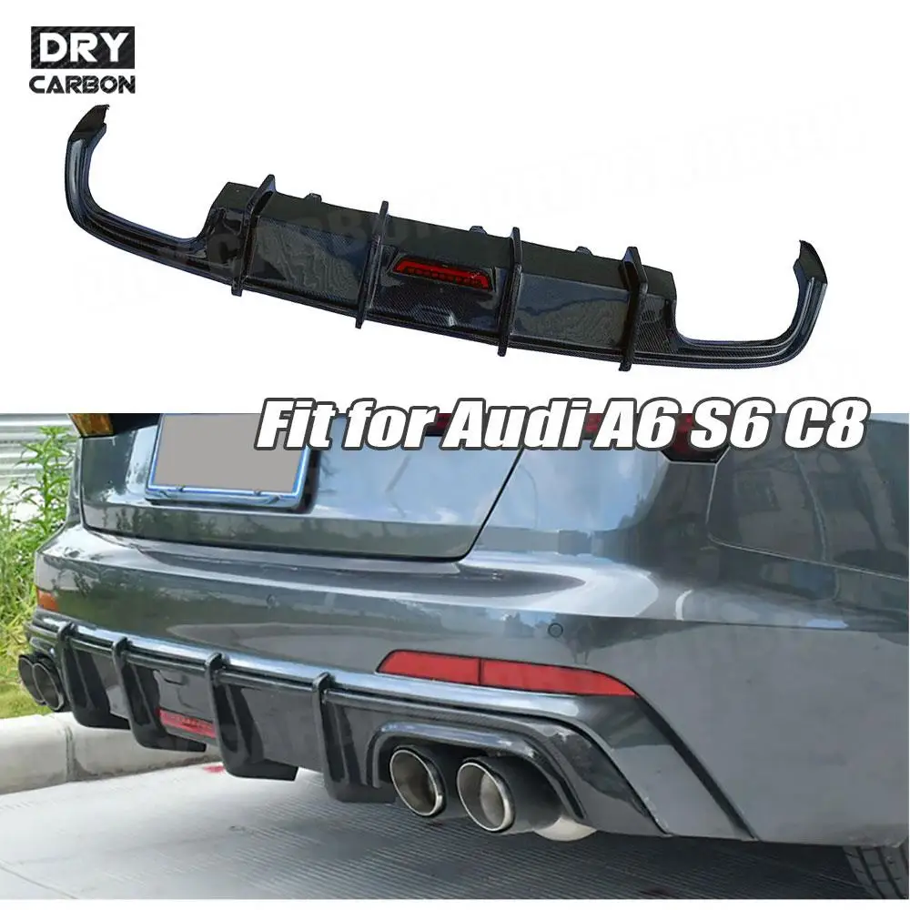 

Carbon Fiber Rear Bumper Lip Spoiler for Audi A6 S6 Sline not Standard 2019-2021 Diffuser Guard Chin Car Bodykit Accessories