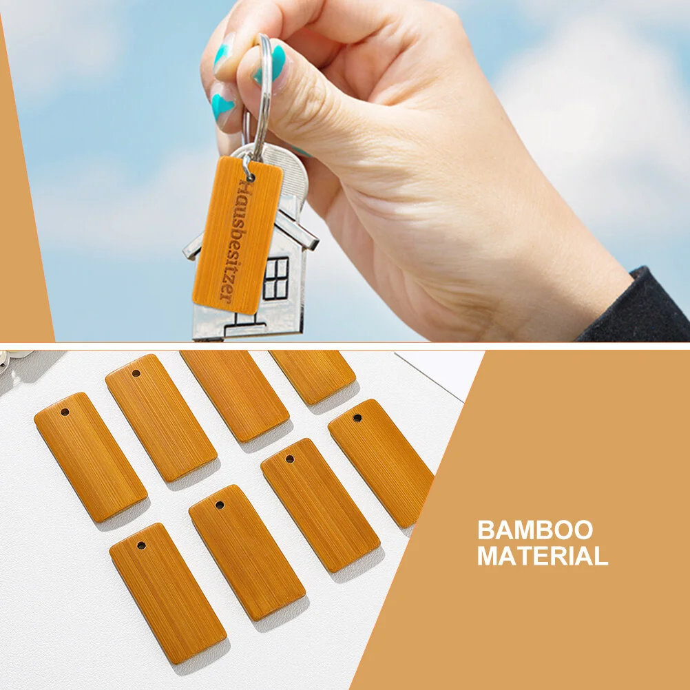 Handicraft Pieces Bamboo Key Chain Pendant Stamping Pendants Keychain Tags Blank