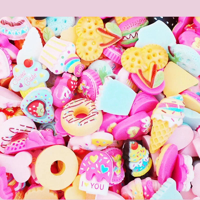 50 шт. милые полимерные конфеты искусственные ногти 3D смешанный дизайн розовое