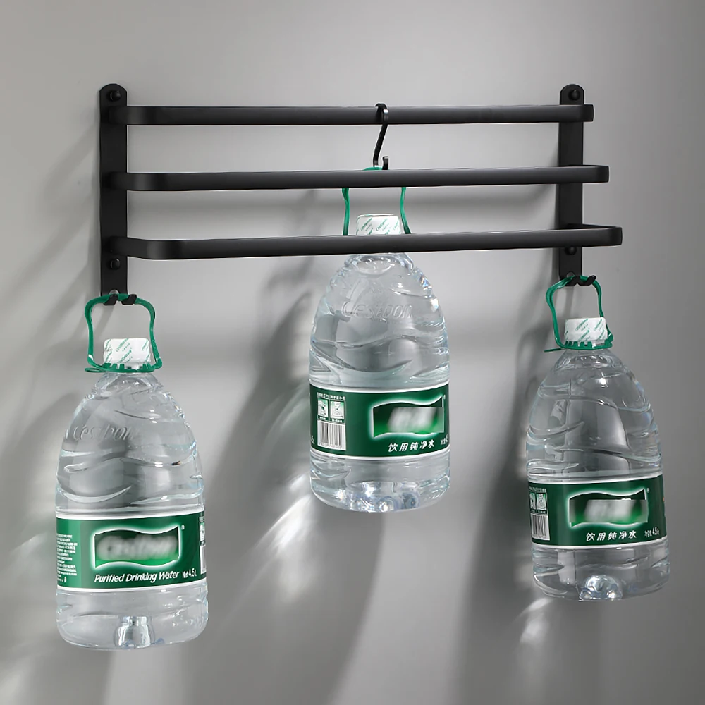 towel bar 30 60 cm multi rod holder bathroom accessories wall rail organizer hook hanger aluminum storage rack matte black shelf free global shipping