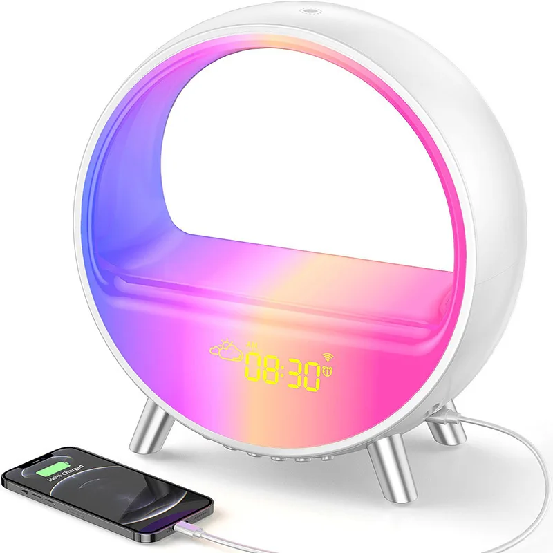 

RGB Smart Clock Night Light WiFi Wake Up Light Sunrise/Sunset With Alexa Google Home Desktop Bluetooth Speaker Dropship