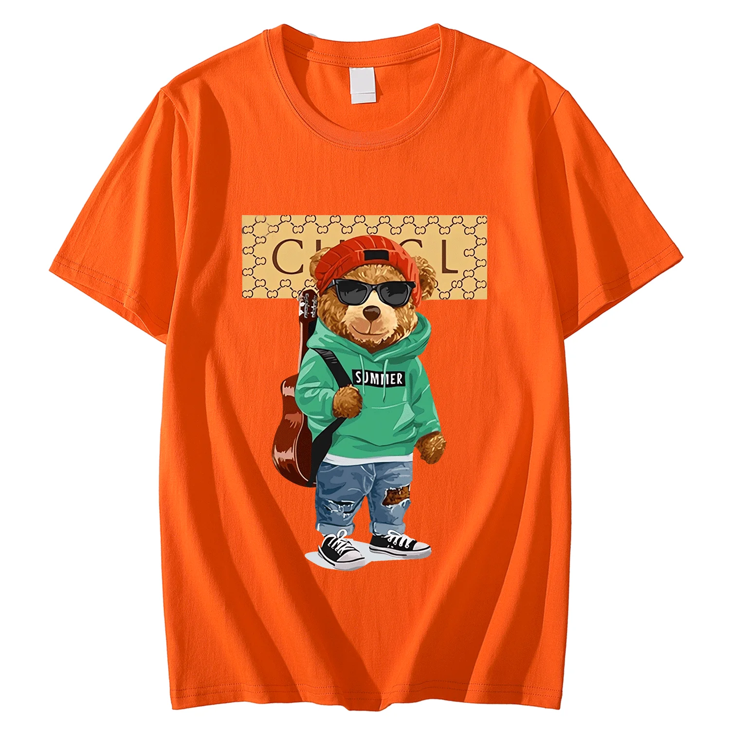 

Luxury Bear Design High-Quality 100%Cotton Print T-shirt Graphic Streetwear Female Male Casual Oversized T-shirt Hip Hop S-4XL