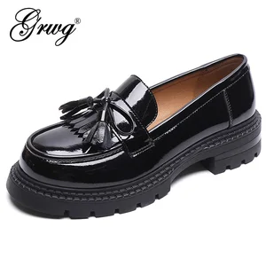 Image for GRWG Black Platform Women's Loafers Casual Ladies  