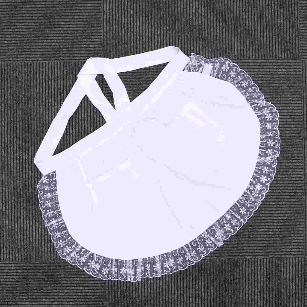 

Apron Aprons Maid White Pockets Short Half Kitchen Waist Costume Lace Women Server Waitress Cotton Uniform Cooking Coffee Chef