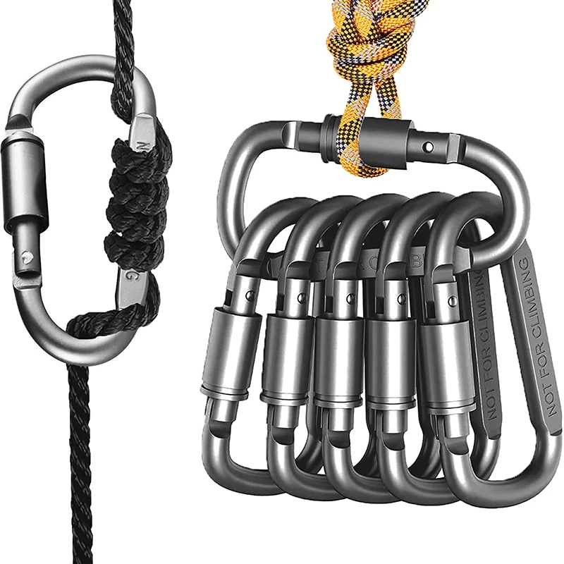 

Outdoor Camping Multi Tool Mountaineering Buckle Steel D-ring Carabiner Clips Fishing Climbing Gear Hooks Key Chain Acessories