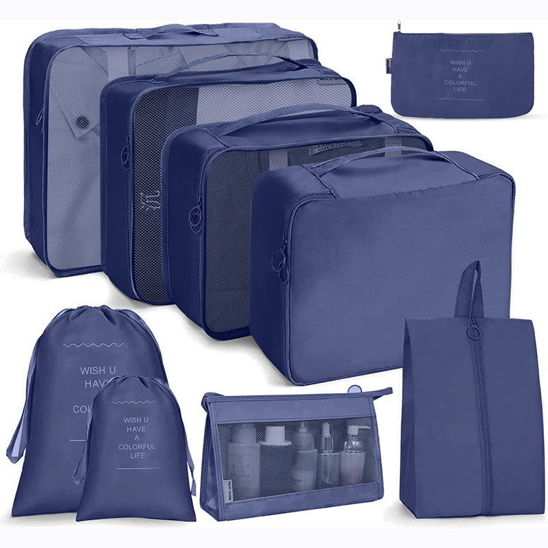 

7/8/9 Piece Set Travel Storage Bags Home Foldable Toiletries Organizer For Clothes Shoe Luggage Packing Cube Suitcase Tidy Pouch